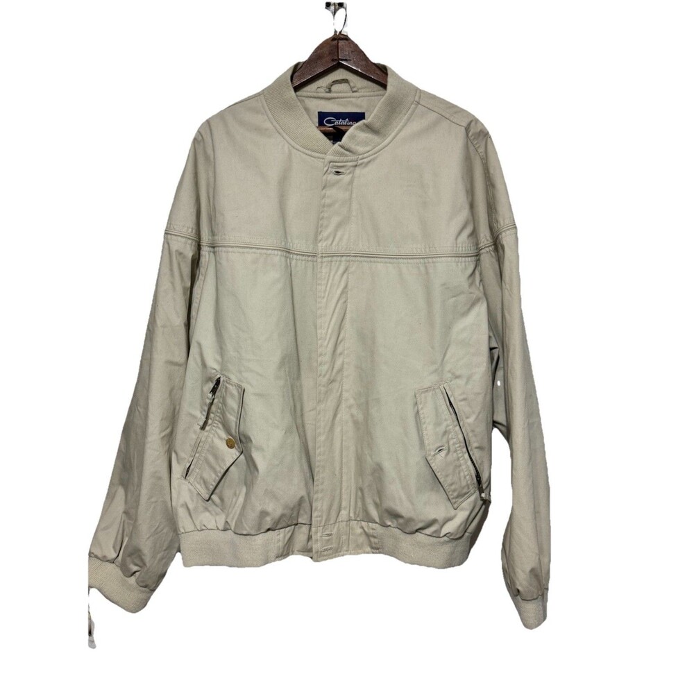 Catalina Outerwear Men’s Beige Bomber Jacket Size XL Zip Front Classic Vintage
